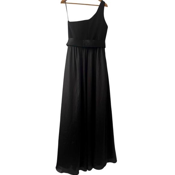 ❤️WHITE By Vera Wang One Shoulder Black Belted Maxi Dress - Picture 5 of 9